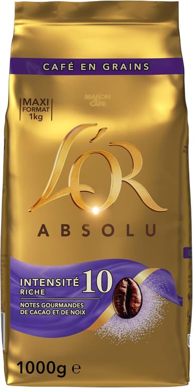 Sachet d'1 Kg de Café en Grains L'Or Absolu - Intensité 10 - Amazon