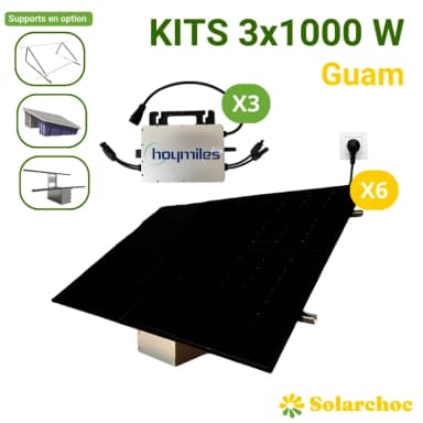 Kits solaires Plug and Play 3x1000W 6 panneaux 500W + 3 micro-onduleurs Hoymiles 1000W Guam (Remise au Panier) - Solarchoc