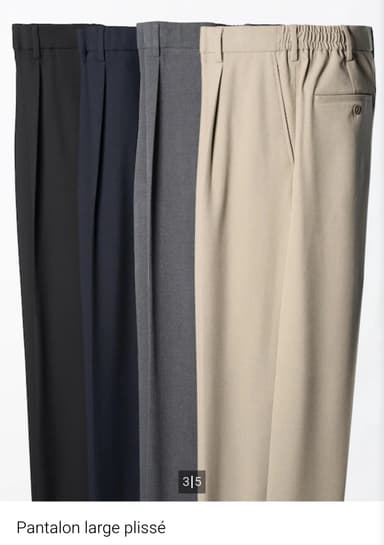 Pantalon large plissé - plusieurs coloris disponibles, XS au 3XL - Uniqlo