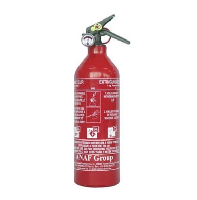 Extincteur voiture 1 kg avec manomètre pour feux A, B, ou C - Feu Vert