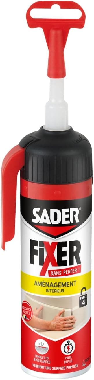Tube de 130g de Mastic Colle Acrylique Sader Fixer Sans Percer - Aménagement Intérieur, avec Gâchette - Amazon