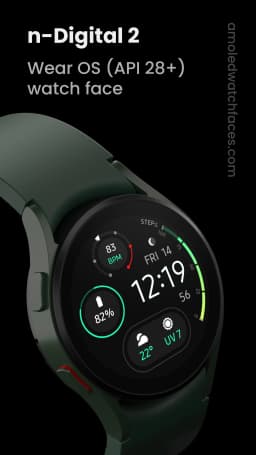 Cadran montre connectée n-Digital 2 Watch Face gratuit sur Android (Dématérialisé - Wear OS)