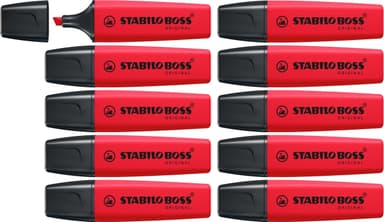 Lot x 10 surligneurs Stabilo Boss Original - fluo rouge - Amazon