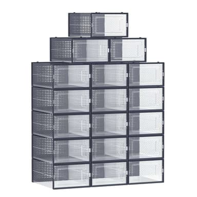 Lot de 18 boîtes à chaussures Songmics LSP18SB30 - Transparent et Bleu Carbone, 31,2 x 22,5 x 13,5 cm, Jusqu'à pointure 44 (Vendeur Tiers) - Amazon