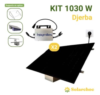 Kit solaire Plug&Play 1030W 2 panneaux DMEGC 515W + 1 micro onduleur 1000W HOYMILES Wifi intégré Autoconsommation Djerba - Solarchoc