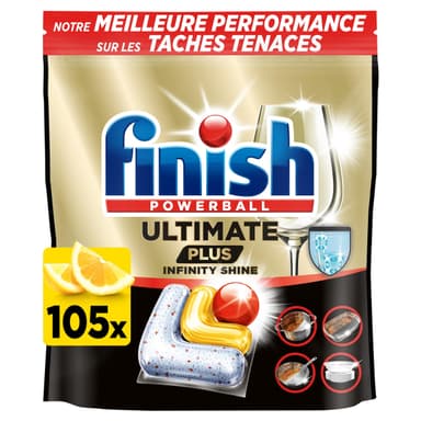 Pack de 105 Pastilles lave-vaisselle Finish Ultimate Plus Infinity Shine citron (via prévoyez économisez) - Amazon