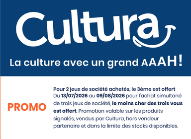2 Jeux de Société achetés = le 3ème offert (le moins cher) - Cultura