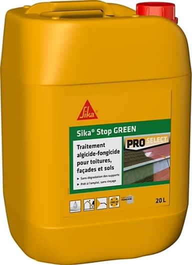 Bidon de 20L de Traitement Algicide & Fongicide Sika Sikastop Green - Anti-Traces Vertes - Castorama
