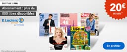 20€ offert pour toute inscription E.Leclerc Presse, plus de 800 titres disponibles