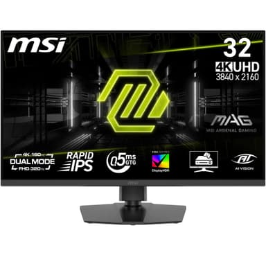 Écran PC 32" MSI 322URDF - 4K UHD, IPS, 3840 x 2160, 160 Hz/320 Hz, 0,5 ms, DisplayHDR 400, AI Vision, Dual-Mode, HDMI 2.1, DP 1.4a, Noir - Amazon