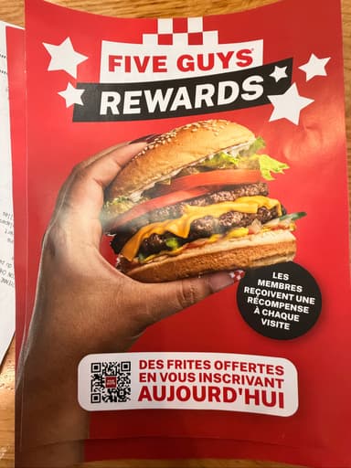 [Programme fidélité / Nouveaux clients] 1 frite offerte dès votre inscription pour l'achat d'un burger ou hot-dog