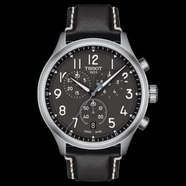 Montre Tissot Chrono XL - quartz, cadran anthracite, bracelet cuir, 45 mm - Lepage