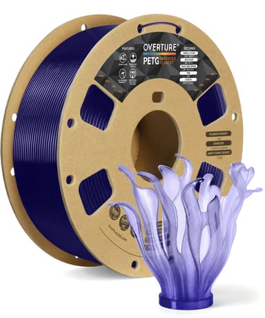 Bobine 1 kg Filament PETG Overture 1,75 mm Bleu Transparent (Vendeur Tiers) - Amazon