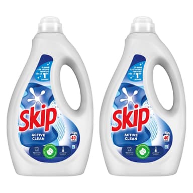 Lot de 2 Bidons d'1,68L de Lessive Liquide Skip Active Clean - Amazon