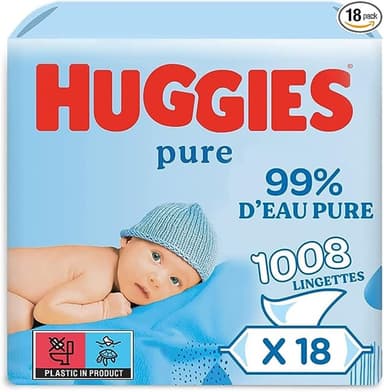 1008 Lingettes Huggies Pure pour bébé - 18 paquets de 56 lingettes - Amazon