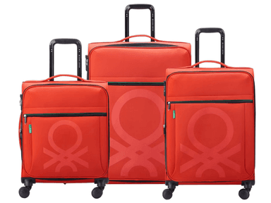 Lot de 3 Valises Delsey Color Block Trolley - avec Serrure TSA , Rouge ou Vert - IBOOD