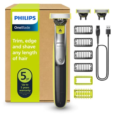Tondeuse à Barbe Électrique Philips OneBlade 360 Authentique Visage & Corps - avec 2 Lames 360, 4 Sabots & 1 Kit Corps - Amazon