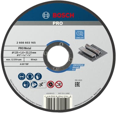 Disque à tronçonner aggloméré Pro Metal Bosh - pour Acier, 125 x 1,6 x 22,23 mm - Amazon