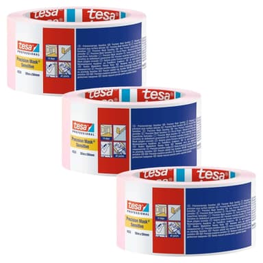 Pack de 3 rubans de masquage de précision Tesa rose pour surfaces délicates - 50mm x 50m - Amazon