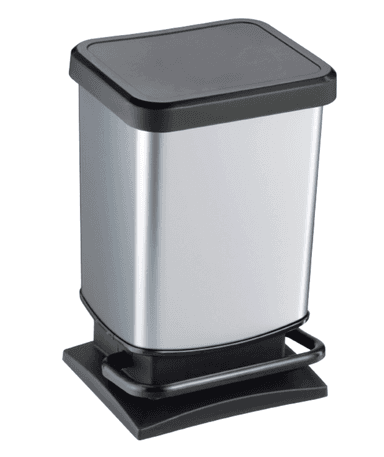 Poubelle de cuisine à pédale Delinia Simpla - 18 L, gris, rectangulaire - Leroy Merlin