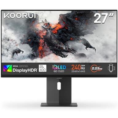 Ecran PC 27" KOORUI S2721XO - QHD (2560x1440p), QD-OLED 240 Hz, HDR True Black 400, 2xHDMI 2.1/1xDP1.4 (Vendeur tiers) - Amazon
