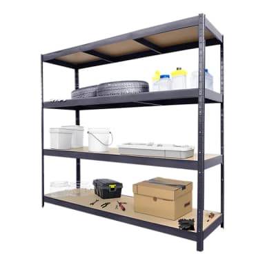 Étagère de garage en métal gris, 4 plateaux en bois, L.200 x H.180 x P.50 cm, charge maxi 1200 kg - Castorama
