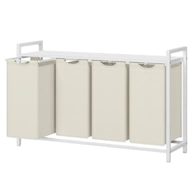 Panier à linge Ochama 4 compartiments Cadre métallique - 4 x 40 L, 116 x 33 x 72 cm, Blanc et Noir - JoyBuy