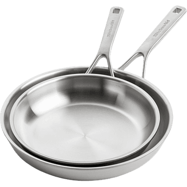 Lot de 2 poêles KitchenAid Multiply - inox 3PLY, 20 et 28 cm, tous feux induction - E.Leclerc