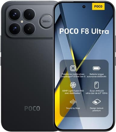Smartphone 6,9" Xiaomi Poco F8 Ultra - RAM 12 Go, 256 Go, Noir - Amazon