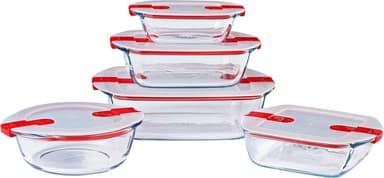 Lot de 5 Boites Pyrex Cook & Heat - Tailles & Formes Différentes, Verre Borosilicate, Couvercle Hermétique (Vendeur tiers) - Amazon