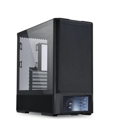 Boîtier PC Lian Li LAN207DX Midi Tower - Écran Intégré 6", Aluminium, Verre Trempé,Noir - PcComponentes