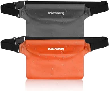 Lot de 2 Sacs Étanches IPX8 ECHTPower, Compatible Tous Smartphones - Sangle Réglable Ceinture et Épaule (orange et noir) - Amazon