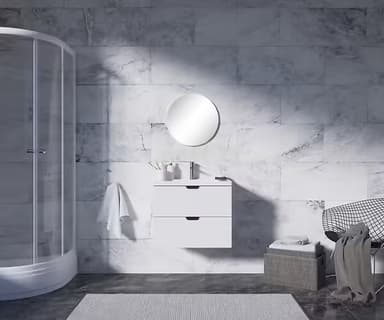 Ensemble Meuble de salle de bain + vasque + Miroir - Blanc - Bricomarché