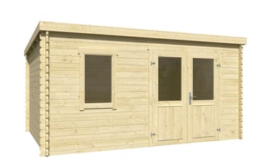 Kit de construction pour Abri de jardin Klikstrom Linda bois naturel ép.34 mm surface totale 12.2m² - Castorama