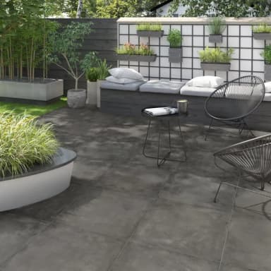 Carrelage sol extérieur effet béton noir Craft - 61.5 X 61.5 X Ep 9mm - Leroy Merlin