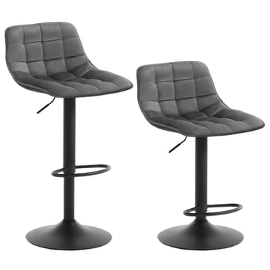 Lot de 2 Tabourets bar Rotatifs - Réglables en Hauteur, Velours et Métal, Gris Foncé (Via coupon - Vendeur tiers) - Amazon