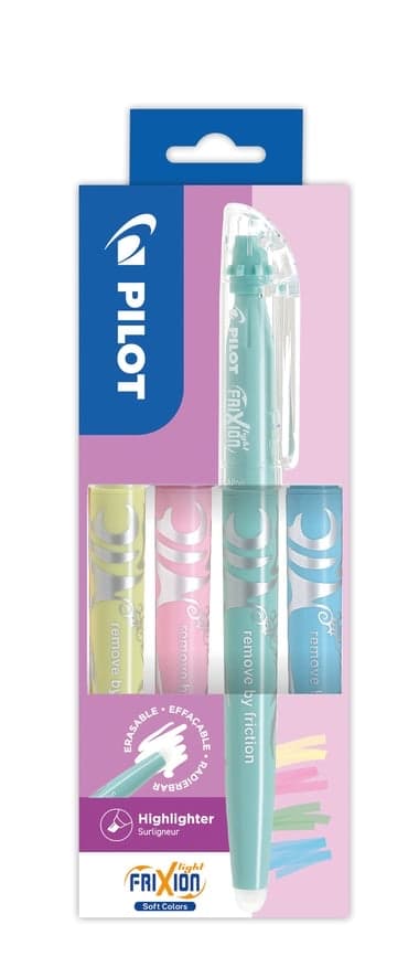 Lot de 4 surligneurs effaçables pointe moyenne - Pilot - Soft colors - Frixion Light - Cultura