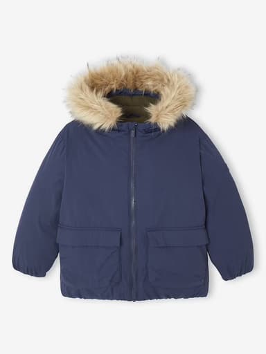 [Membres Club] Parka enfant à capuche doublée polaire - tailles du 3 au 14 ans, bleu marine - Vertbaudet