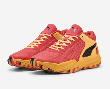 Chaussure de basketball Adulte Puma Court Pro rouge et jaune - Tailles du 40 au 46 - Decathlon