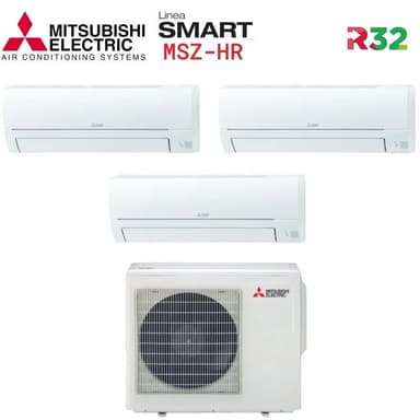 Climatiseur Tri-Split Mitsubishi Electric Smart HR 9000+9000+12000 BTU avec MXZ-3HA50VF - R32 - A++ - ClimaConvenienza
