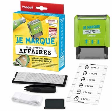 Kit tampon Trodat Je marque mes p'tites affaires - à personnaliser soi-même - Amazon