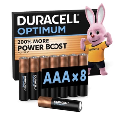 Lot de 8 Piles Duracell Optimum AAA Plus Alcalines +200% D'actifs Power Boost - 1.5V, LR03 (Via Prévoyez & Economisez) - Amazon