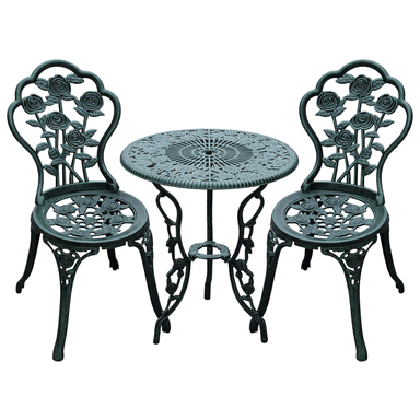 Ensemble Salon de Jardin Outsunny 2 Places 2 chaises + Table Ronde Style néo-rétro - Aosom