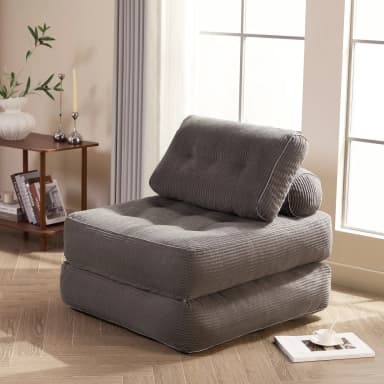 Canapé-lit pliant 4-en-1 en velours côtelé - 85P x 89l x 43H, gris, noir et blanc - JoyBuy