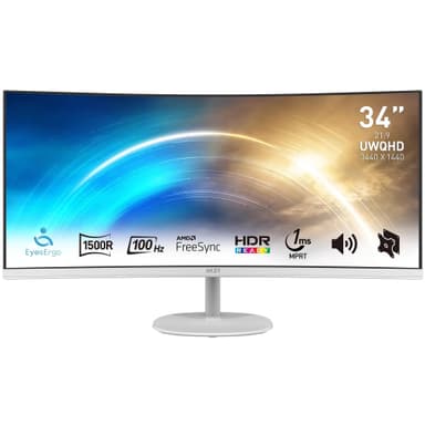 Ecran PC Incurvé 34" MSI PRO MP341CQW - UWQHD, 3440x1440, 1500R, Rafraîchissement 100Hz, Réponse 1 ms MPRT, DP, HDMi - Amazon
