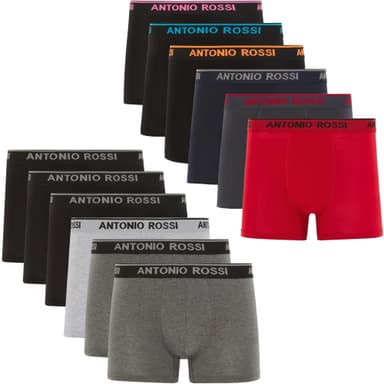 Lot de 12 Boxers en coton Antonio Rossi - coupe ajustée, taille S à XXL - Amazon