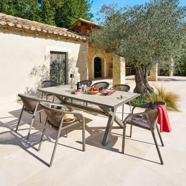 Table de jardin Axiome - 8 places, Vanille & Marron - Hespéride