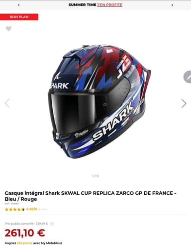 Casque intégral Shark SKWAL Cup Replica Zarco GP de France - Bleu / Rouge - Motoblouz
