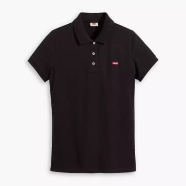 [Membres] Polo manches courtes slim Levi’s Femme - Piqué stretch, 95% coton, coloris noir, tailles XS à L - Levi's