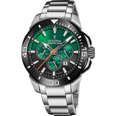 Montre homme analogique Festina en acier inoxydable - Mouvement Quartz, Chronographe, Verre Minéral, Étanche 10 ATM (F20641/B) - Amazon